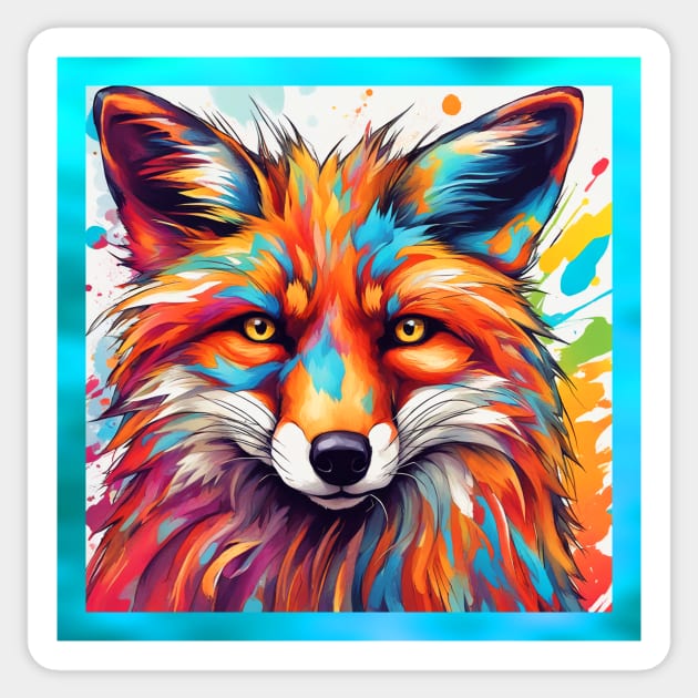 rainbow fox Sticker by poupoune